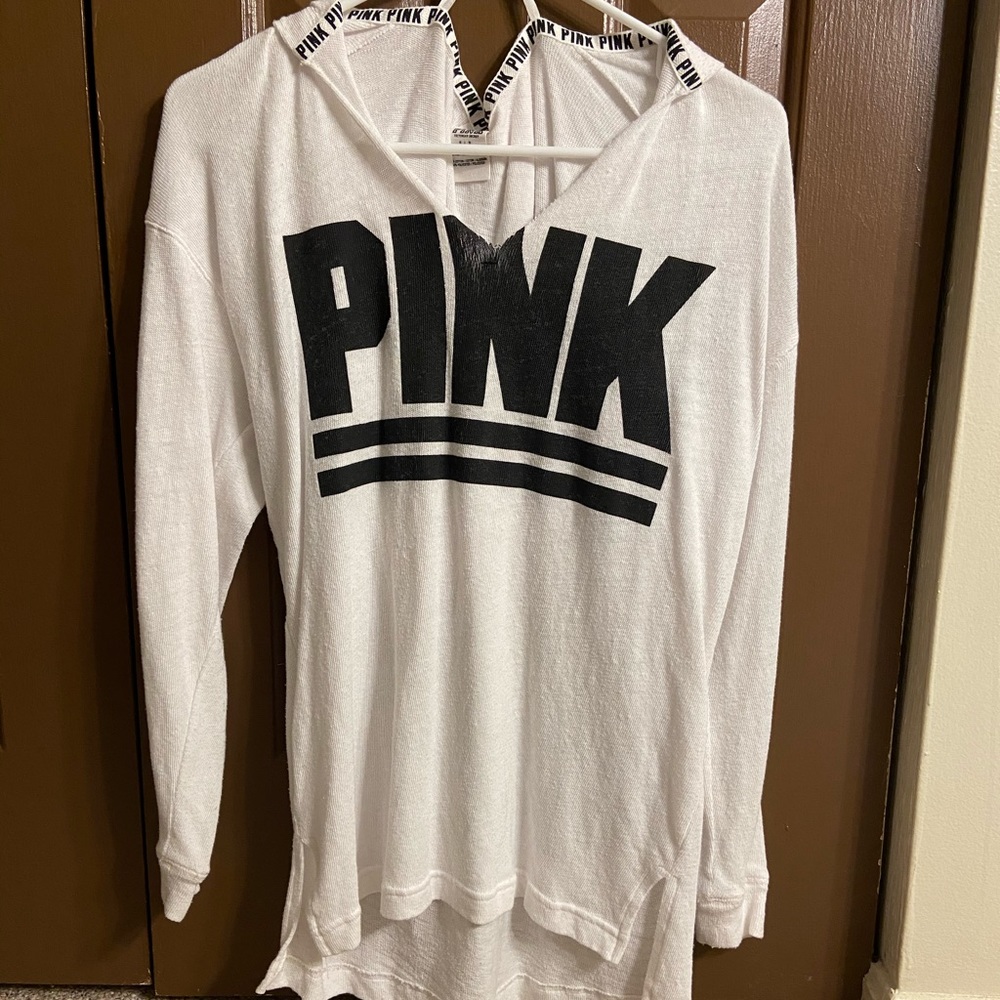 PINK hoodie with v-neck cut